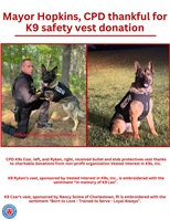 Mayor Hopkins, CPD thankful for K9 safety vest donation